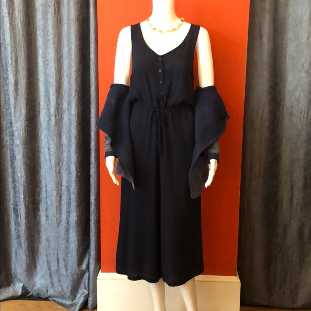 Navy romper Crop length legs linen like feel